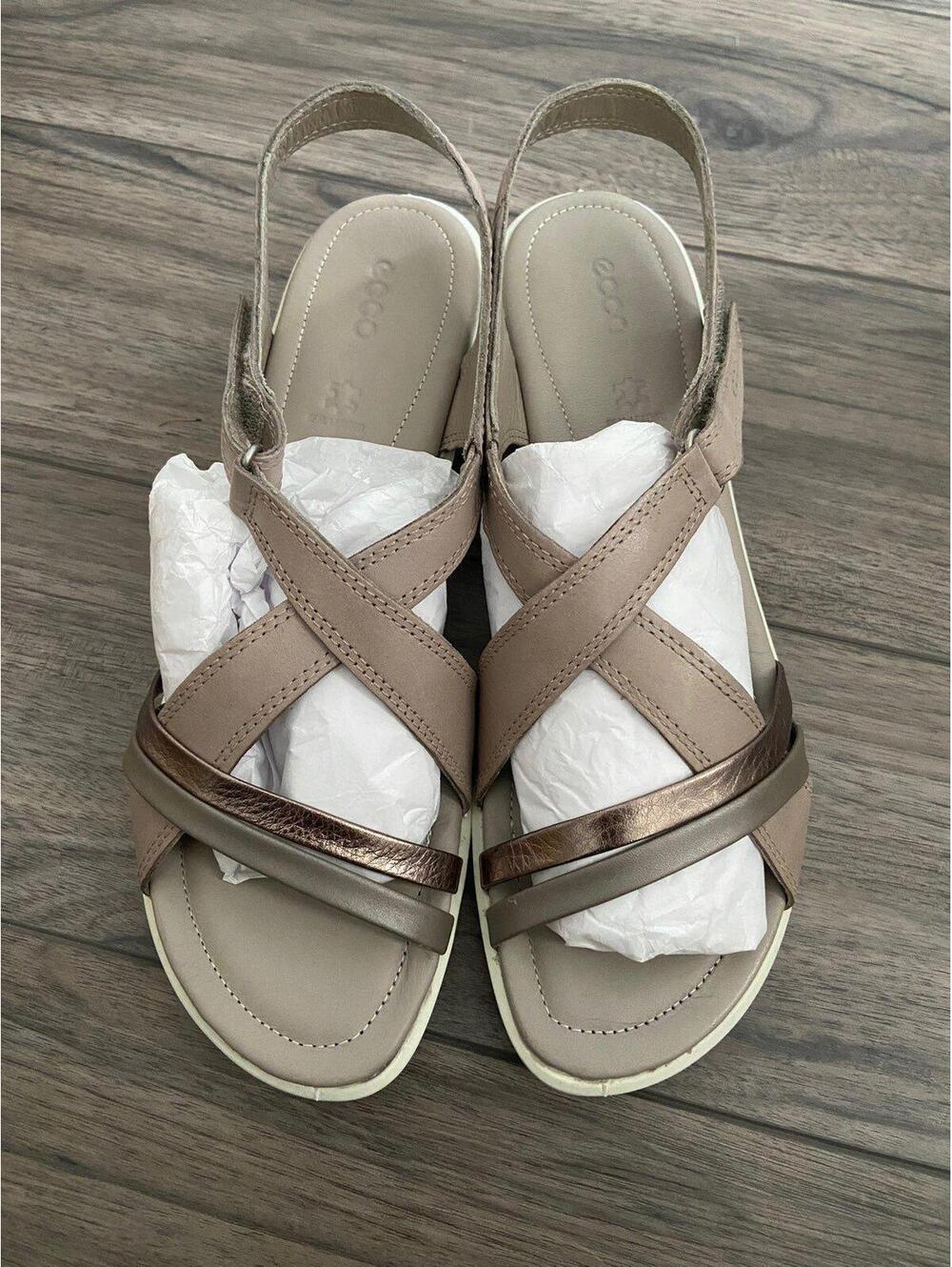 ECCO Felicia Sandal Stone Metallic/Moon Rock Size 41 US 10
